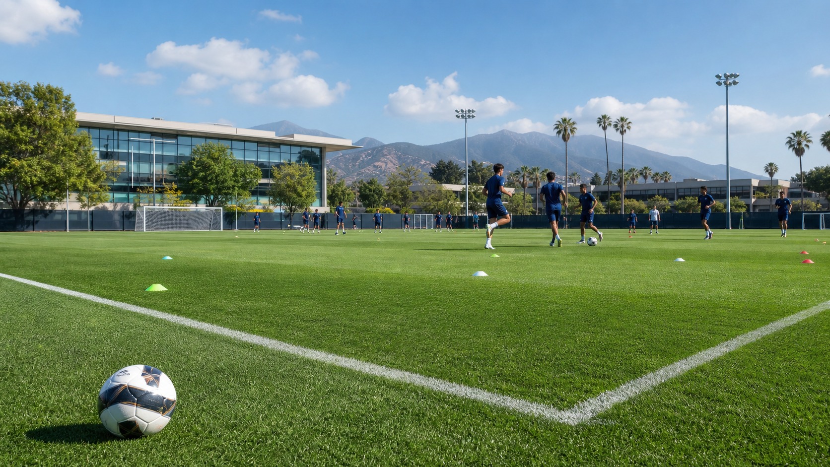 Football training field and campus environment